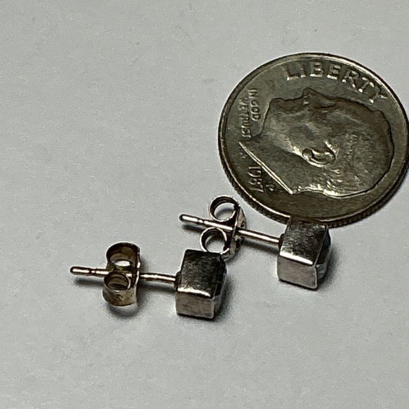 Sterling Silver Blue Topaz Square Stud Earrings - Picture 6 of 7